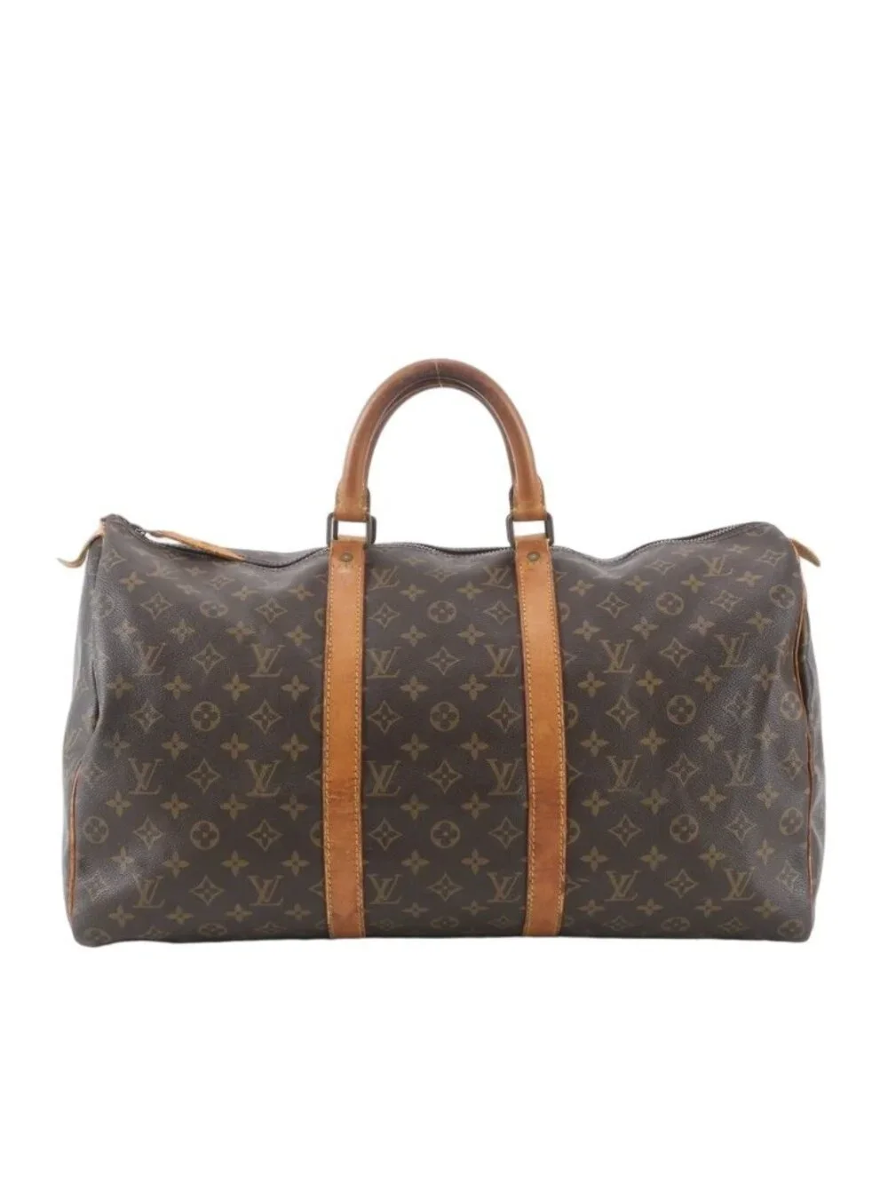 Louis Vuitton Monogram Keepall 50 Leather Boston Bag Tote Carry